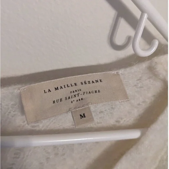 Sezane White V-Neck Sweater - Picture 5 of 6